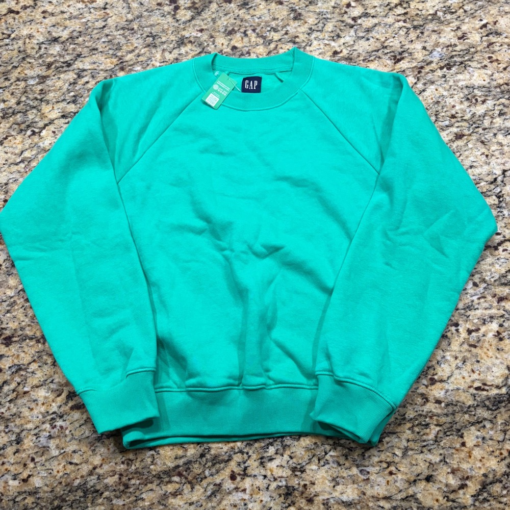 Gap Womens Crewneck Sweatshirt Bright Green Raglan Pullover XXS ws